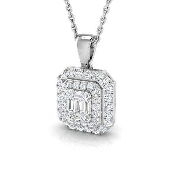 0.37ct SI2/G Round cut Natural Diamonds Cluster Pendant in 18k White Gold