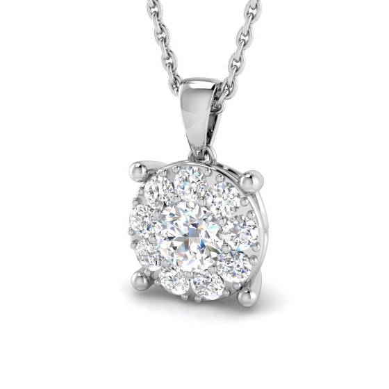 0.54ct I1/G Round cut Natural Diamonds Cluster Pendant in 9k White Gold
