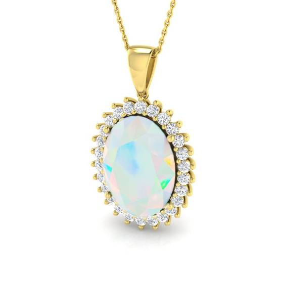 7.86ct SI2/G Oval cut Opal Gemstone Pendant in 9k Yellow Gold