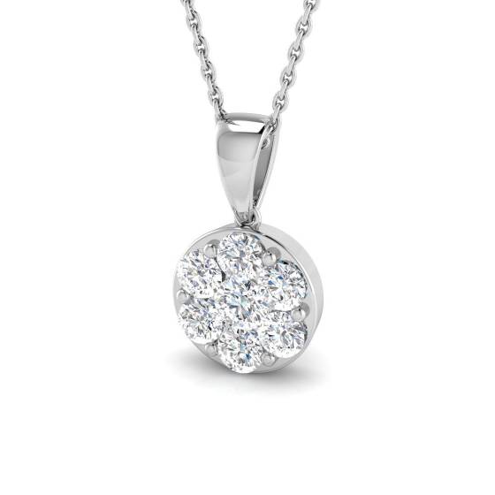 0.76ct I1/G Round cut Natural Diamonds Cluster Pendant in 9k White Gold