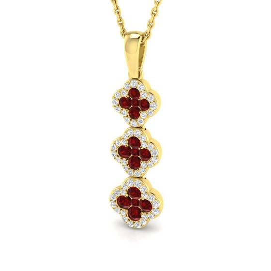 0.55ct SI2/G Round cut Ruby Gemstone Pendant in 18k Yellow Gold