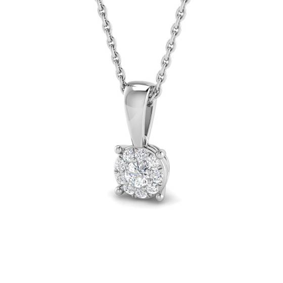 0.13ct SI1/G Round cut Natural Diamonds Cluster Pendant in 9k White Gold