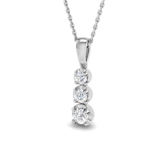 0.30ct I1/G Round cut Natural Diamonds Trilogy Pendant in 9k White Gold