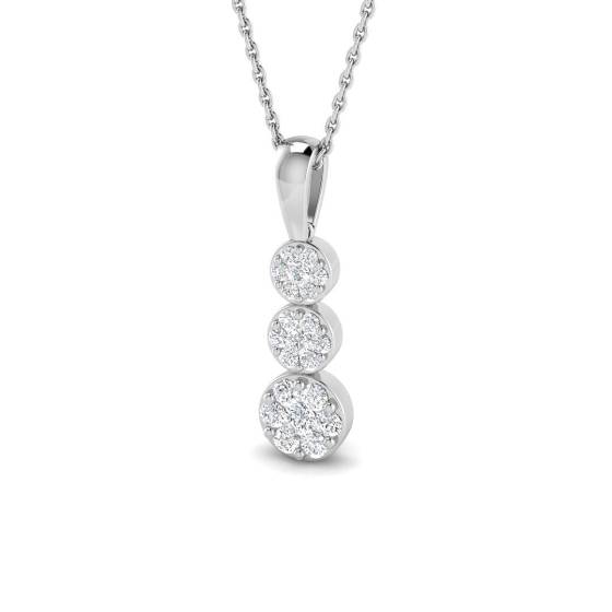 0.37ct I1/G Round cut Natural Diamonds Cluster Pendant in 9k White Gold