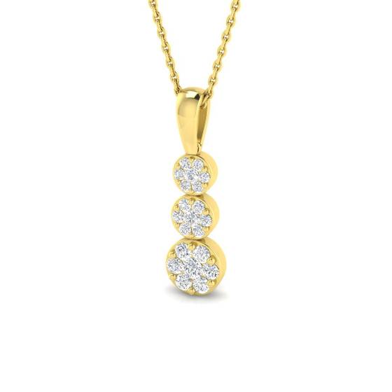 0.37ct I1/G Round cut Natural Diamonds Cluster Pendant in 9k Yellow Gold