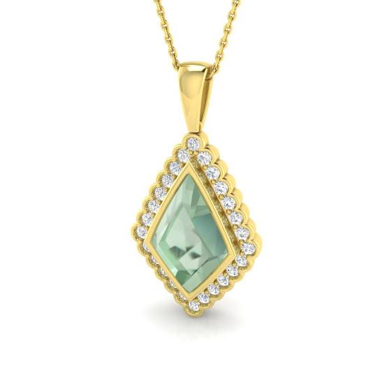 4.38ct I1/G Round cut Amethyst Gemstone Pendant in 9k Yellow Gold