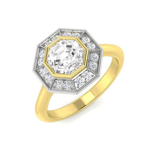 1.42ct VS1/K Round cut Natural Diamond Vintage Ring in 18k Yellow Gold