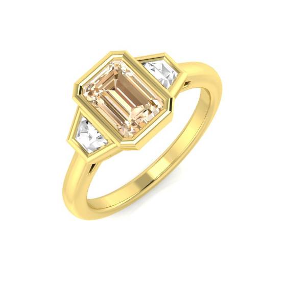 0.96ct SI2/G Emerald cut Morganite Gemstone Ring in 9k Yellow Gold