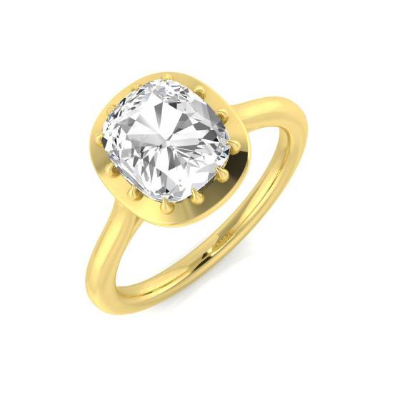 1.10ct SI2/G Cushion cut Natural Diamond Solitaire Engagement Ring in 18k Yellow Gold