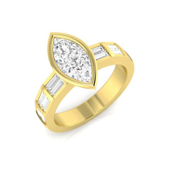1.86ct SI2/L Marquise cut Natural Diamond Engagement Ring in 18k Yellow Gold