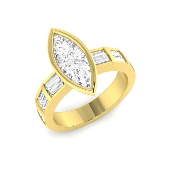 2.18ct VS2/E Marquise cut Natural Diamond Engagement Ring in 18k Yellow Gold