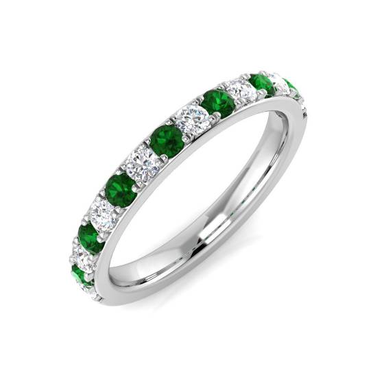 0.55ct SI2/G Round cut Emerald Gemstone Ring in Platinum