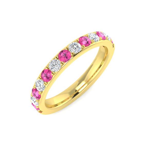0.77ct SI2/G Round cut Pink Sapphire Gemstone RIng in 9k Yellow Gold