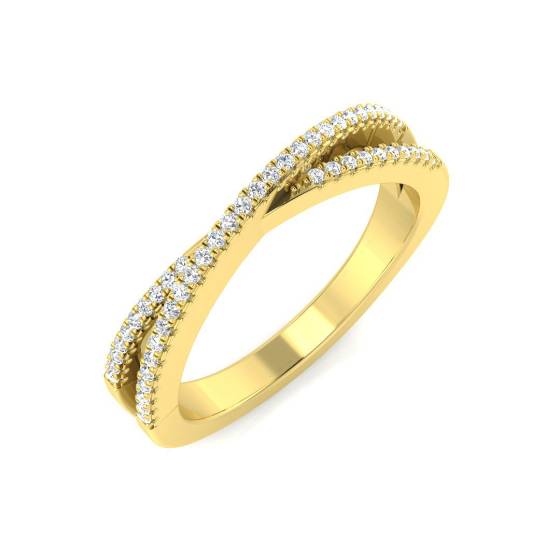 0.10ct SI2/G Round cut Natural Diamond Designer Ring in 9k Yellow Gold