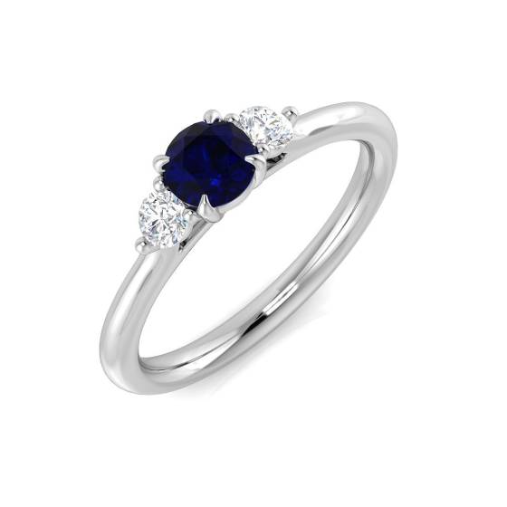 0.56ct SI2/G Round cut Blue Sapphire Gemstone Ring in Platinum