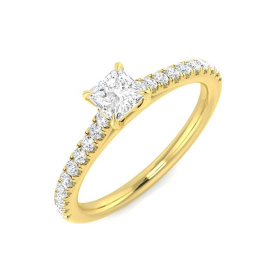 0.55ct SI2/G Princess cut Natural Diamond Engagement Ring in 18k Yellow Gold