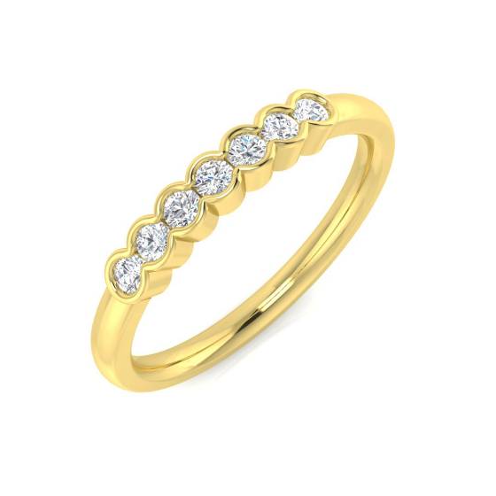 0.19ct I1/G Round cut 7 Stone Natural Diamond Ring in 9k Yellow Gold