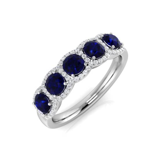 1.30ct SI2/G Round cut Blue Sapphire Ring in Platinum