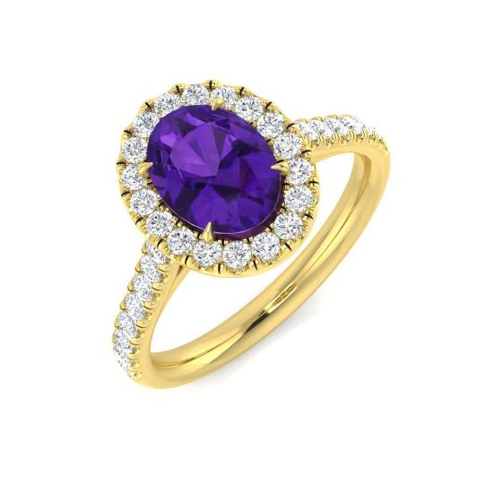 1.64ct I1/G Oval cut Amethyist Gemstone Ring in 9k Yellow Gold
