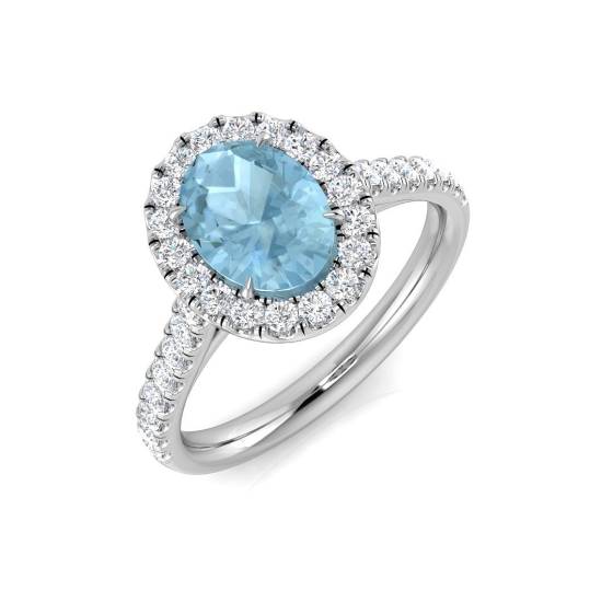 1.46ct SI2/G Oval cut Aquamarine Gemstone Ring in Platinum