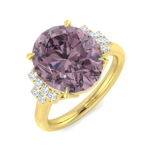 3.83ct I1/G Oval cut Amethyist Gemstone Ring in 9k Yellow Gold