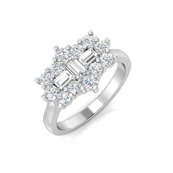 0.92ct SI2/G Baguette cut Natural Diamond Designer Ring in Platinum