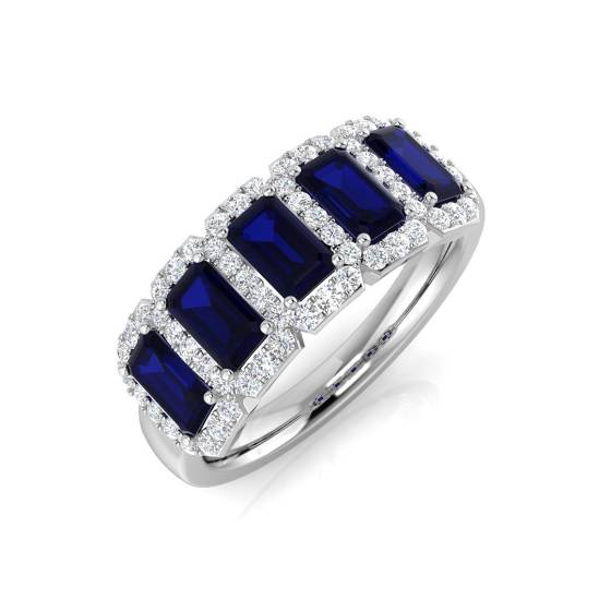 1.93ct SI2/G Emerald cut Blue Sapphire Ring in Platinum