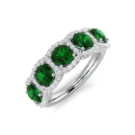 2.15ct SI2/G Round cut Green Emerald Gemstone Ring in Platinum