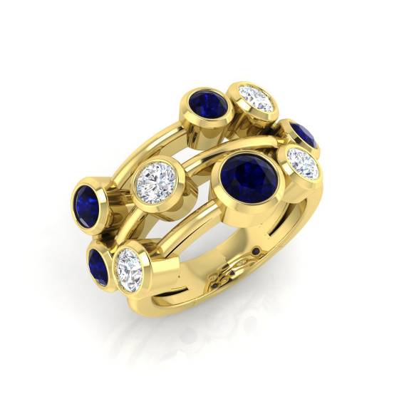 2.70ct SI2/G Round cut Blue Sapphire Gemstone Ring in 9k Yellow Gold