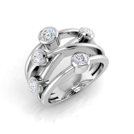 0.70ct SI2/G Round cut Natural Diamond Designer Ring in 9k White Gold