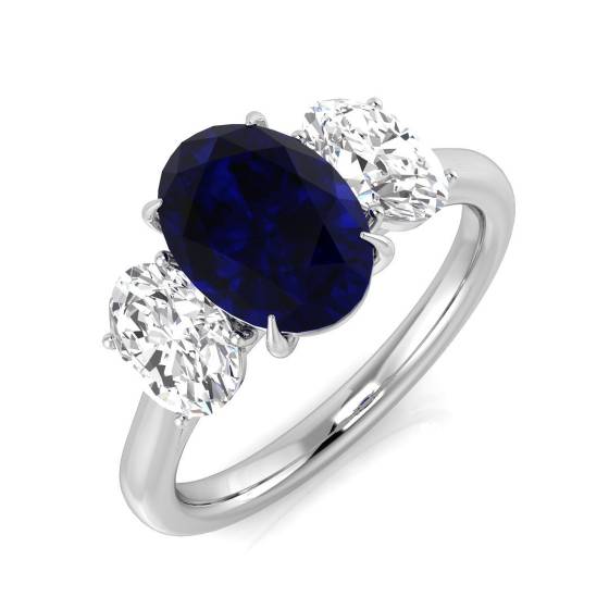 4.12ct SI1/G Oval cut Blue Sapphire Gemstone Ring in Platinum