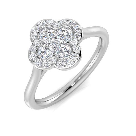 0.49ct SI2/G Round cut Natural Diamond Designer Ring in Platinum