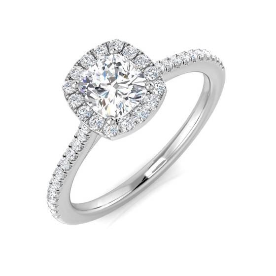 0.67ct SI1/I Cushion cut Natural Diamond Engagement Ring in Platinum