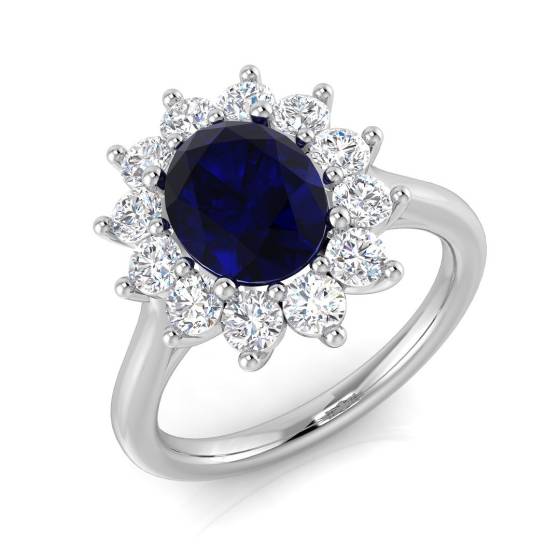 2.85ct SI2/G Oval cut Blue Sapphire Ring in Platinum