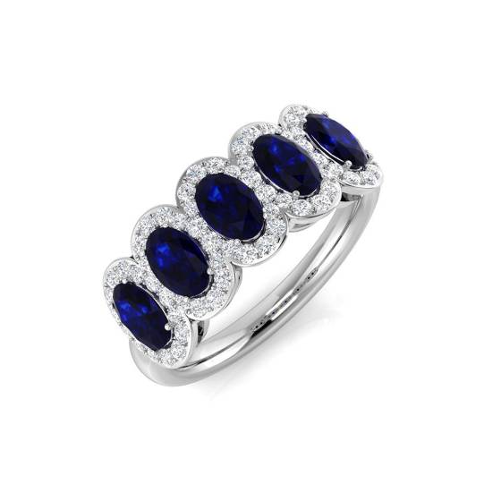 1.70ct SI2/G Oval cut Blue Sapphire Ring in Platinum