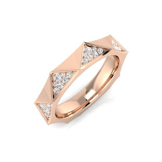 0.16ct SI2/G Round cut Natural Diamond Designer Ring in 18k Rose Gold