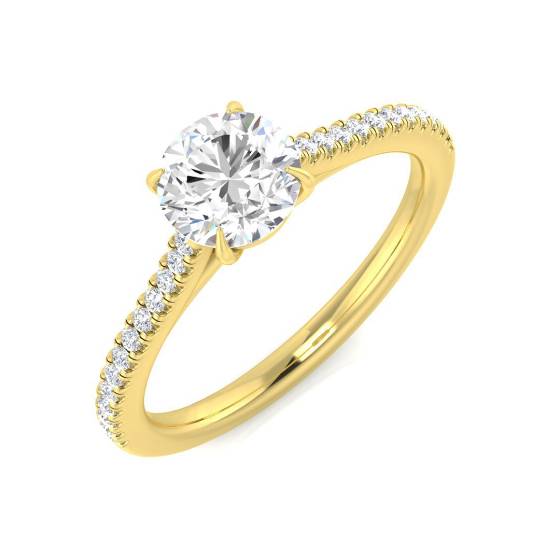 0.80ct I1/G Round cut Natural Diamond Engagement Ring in 18k Yellow Gold
