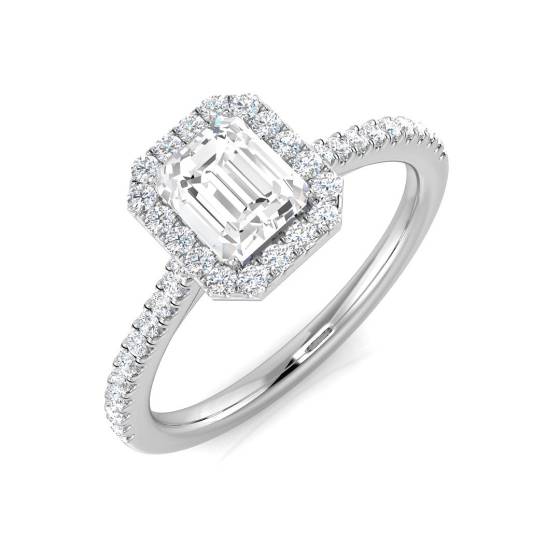 1.02ct VS1/K Radiant cut Halo Natural Diamond Ring in Platinum
