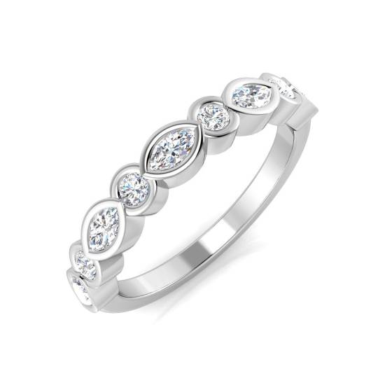 0.57ct SI2/G Marquise cut Natural Diamond Half Eternity Ring in Platinum