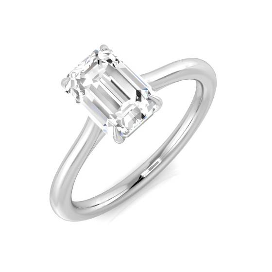 1.50ct SI1/H Emerald cut Natural Diamond Solitaire Engagement Ring in Platinum
