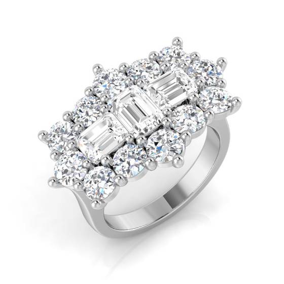 4.08ct SI1/G Emerald cut Natural Diamond Designer Ring in Platinum