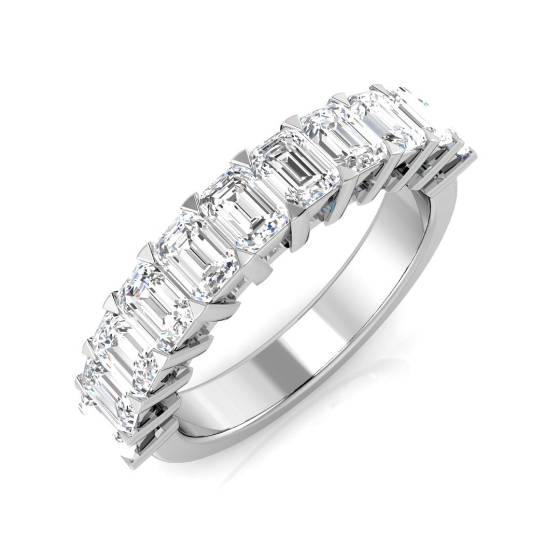 2.00ct SI2/G Emerald cut Natural Diamond Half Eternity Ring in Platinum