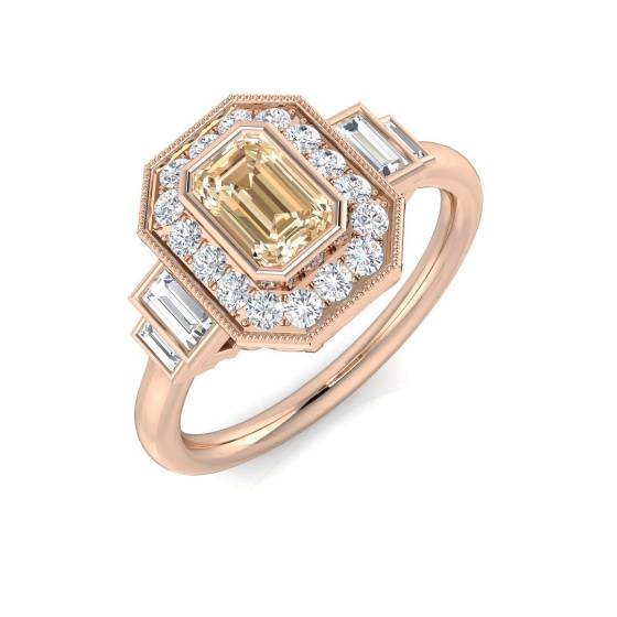 0.94ct I1/G Emerald cut Morganite Gemstone Ring in 9k Rose Gold