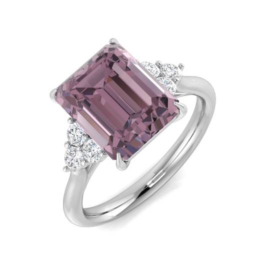 3.22ct I1/G Emerald cut Amethyist Gemstone Ring in 9k White Gold