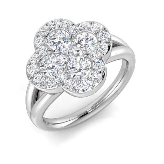 1.42ct SI2/G Round cut Natural Diamond Designer Ring in Platinum