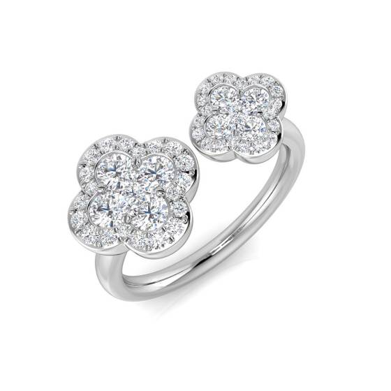 0.82ct SI2/G Round cut Natural Diamond Designer Ring in Platinum