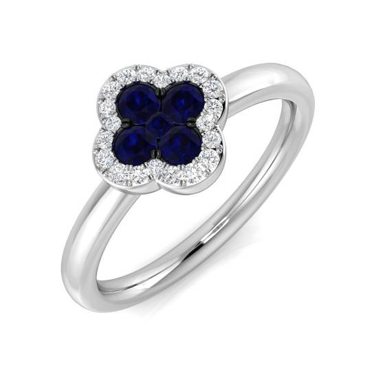 0.46ct I1/G Round cut Blue Sapphire Ring in 9k White Gold