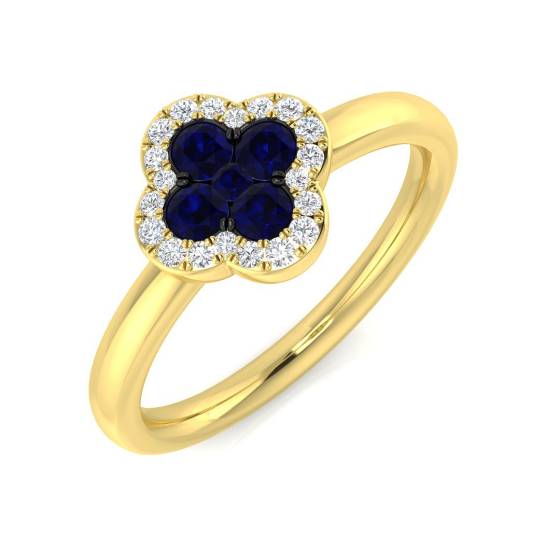 0.46ct I1/G Round cut Blue Sapphire Ring in 9k Yellow Gold