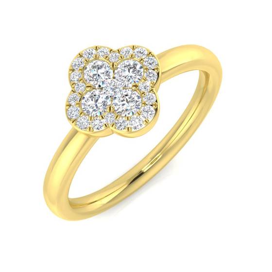 0.39ct I1/G Round cut Natural Diamond Designer Ring in 9k Yellow Gold