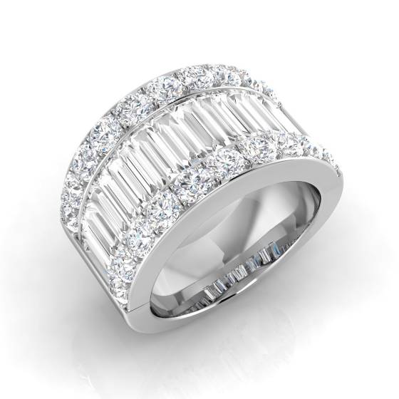 3.77ct SI1/G Baguette cut Natural Diamond Designer Ring in Platinum